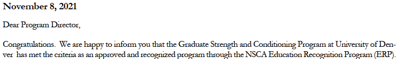 DUKineSport's tweet photo. Congrats to @DU_sport_coach on receiving renewed recognition with the @NSCA on being an applied Graduate Strength and Conditioning Program! Learn more about our Master's degree & Graduate Certificate in S&C: https://t.co/tgMpyReO85
.
.
#nsca #ducoach #everyonestronger #teamnsca https://t.co/TIIVAWScG7