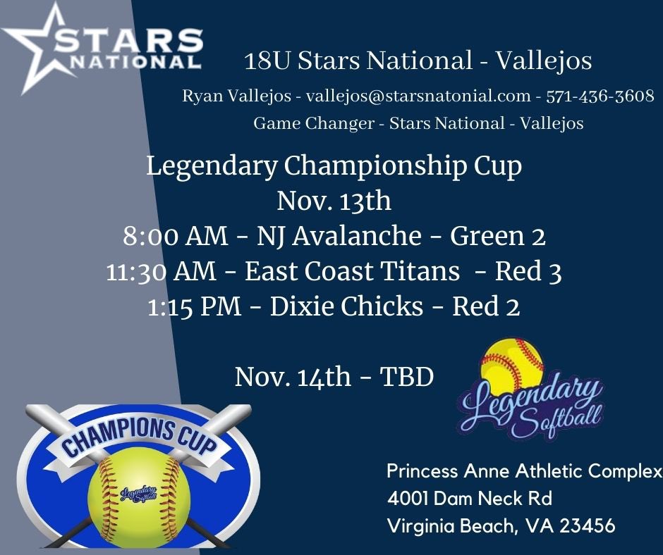 rd_sherwin's tweet photo. Catch us in VA Beach this weekend!! Last tourney of the fall!  @starsselect18 @starsnationalfp @CoastRecruits @IHartFastpitch @StriveSoftball https://t.co/2bJuAiI1WH