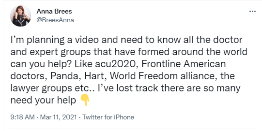 Aw_what's tweet photo. .@TheAutismTrust is it true you have teamed up with Anna Brees? I hope not. Brees has contributed to the spread of covid/vaccine disinformation by sharing on social media conspiracy theorists &amp; known anti-vaxxers. I would appreciate a comment @TheAutismTrust https://t.co/SvGwe2qpYt