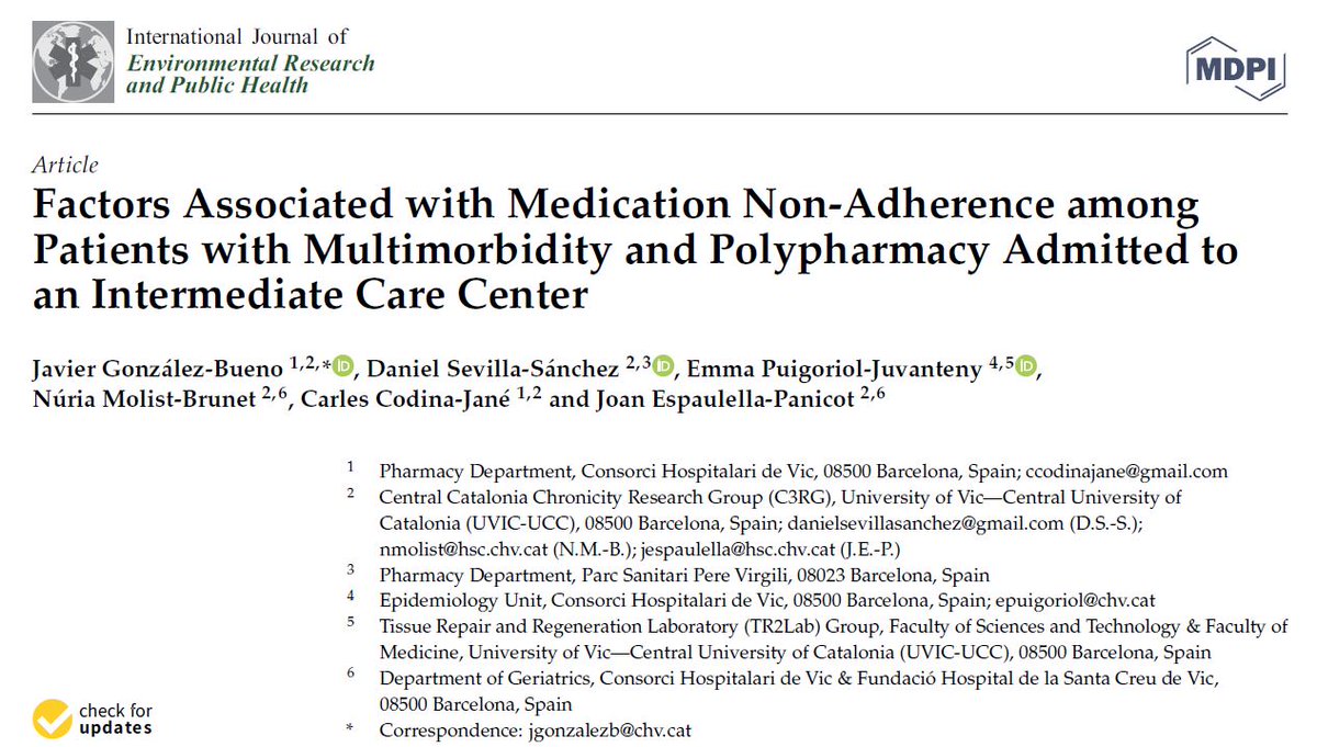sefh_'s tweet photo. Enhorabuena a @javigbueno y col. 👏

Ya estamos creando la próxima #CapsulasSEFH q dará visibilidad al trabajo 📱💊 Factors Associated with Medication Non-Adherence among Patients with Multimorbidity and Polypharmacy Admitted to an Intermediate Care Center https://t.co/4q65JdGLDB https://t.co/nXexO0xImb