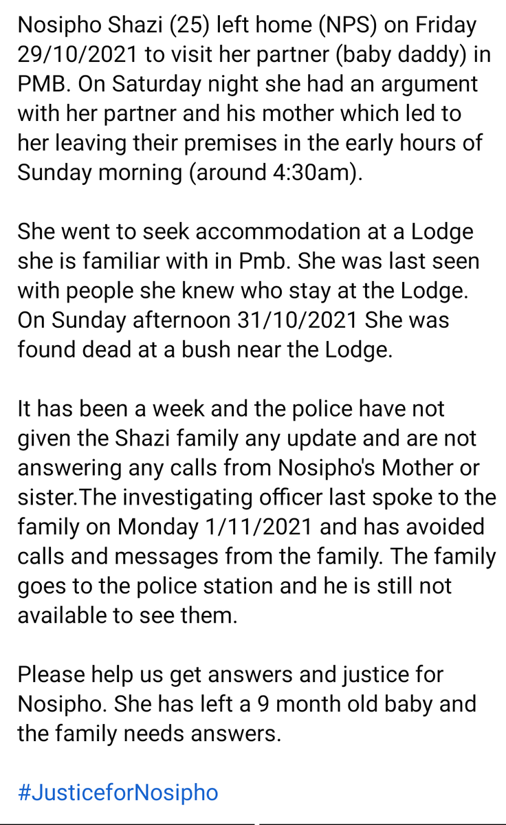 Tivolie2's tweet image. Please help. 💔🙏🕊️#justiceforNosipho @eNCA @SAPoliceService @SABCNews @ANCYLhq @IFPinParliament @sziks @IsolezweNews