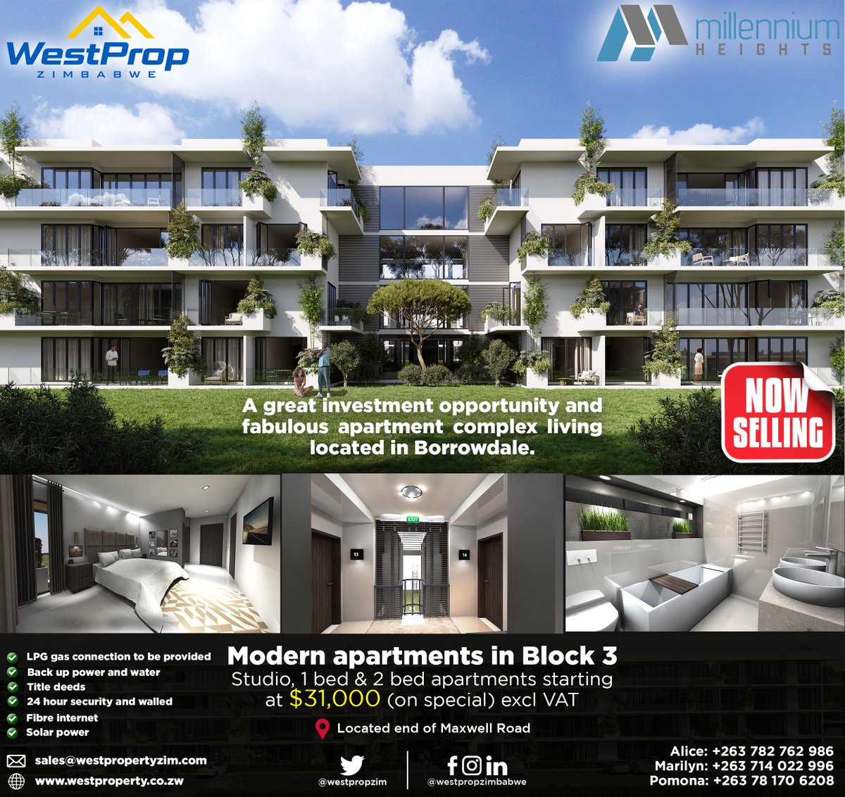 WestPropZim's tweet photo. Invest in a new home at unbelievable prices and flexible payment terms! Enjoy the art of good living at Millennium Heights. Contact our expert sales team today!

#MillenniumHeights #ApartmentComplex #PropertyDevelopment #PropertiesInHarare #ZimProperties #Zimbabwe https://t.co/UFLIY31ccO