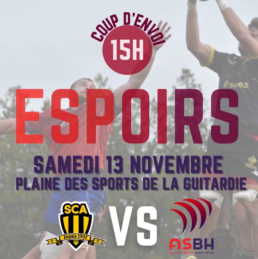 AsbhAssociation's tweet photo. Après une semaine de repos, les espoirs se déplacent à Albi 
#AquiEsBesiers #ASBH https://t.co/LJVjIxBjU4