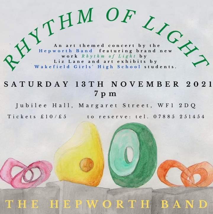 hepworthband's tweet photo. Music &amp; art are a vibrant part of @WGHSYorkshire. We're delighted to be performing #RhythmofLight a brand new work by @lizlanecomposer about Barbara Hepworth's life &amp; work as part of an art inspired programme.
@Expwakefield @eventsinwakey @CreateWakefield @ArtsWakefield https://t.co/vYBp5NWZtC