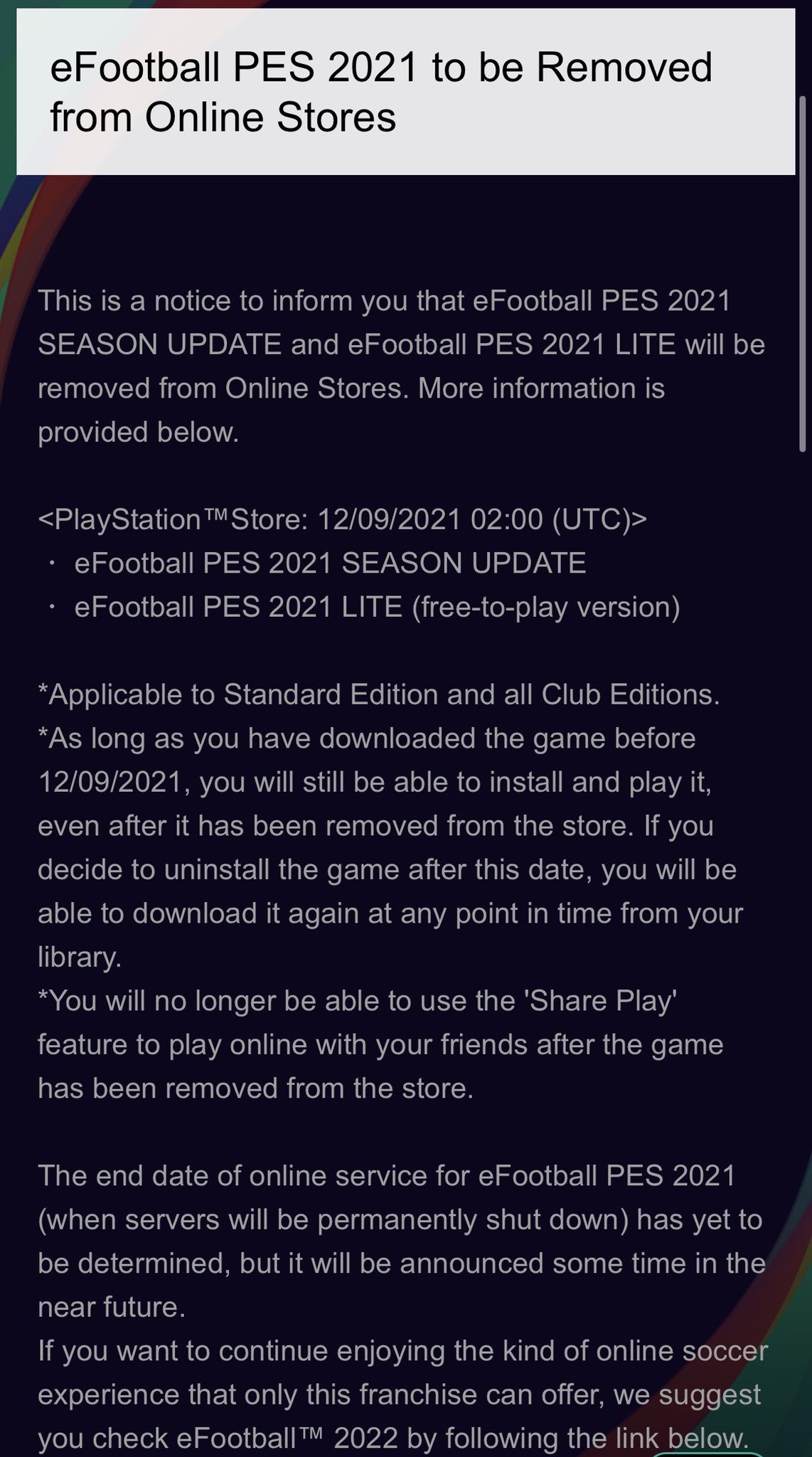 The free-to-play version of the eFootball PES 2021 SEASON UPDATE