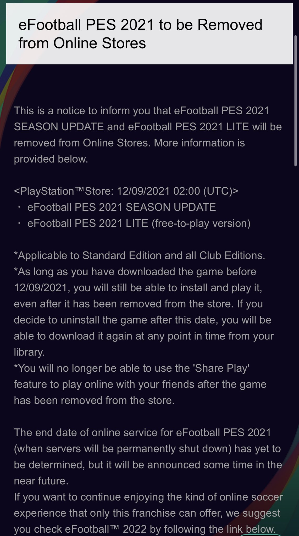 The free-to-play version of the eFootball PES 2021 SEASON UPDATE is  available now