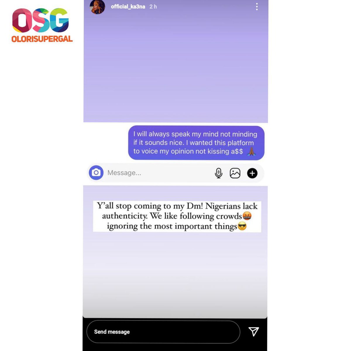 OloriSupergal's tweet photo. Reality TV Star, ka3na slams those shading her for saying Big Brother Naija housemates opened the eyes of Nollywood movie producers and actors to influencing.
#OSG #OloriSupergal
#NPAMischief https://t.co/u7pUA5rkAT