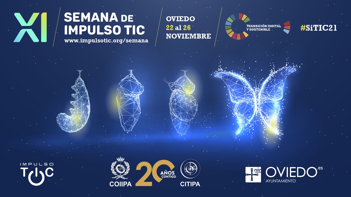 #SITIC21 📢Participa en la Semana de Impulso TIC 2021 🔹 La temática de esta edición girará entorno a la transición digital y sostenible y a los 20 años de la ingeniería informática en Asturias 

🗓️Del 22 al 26 de noviembre

¡Inscríbete aquí! ➡️ impulsotic.org/actividades/se…