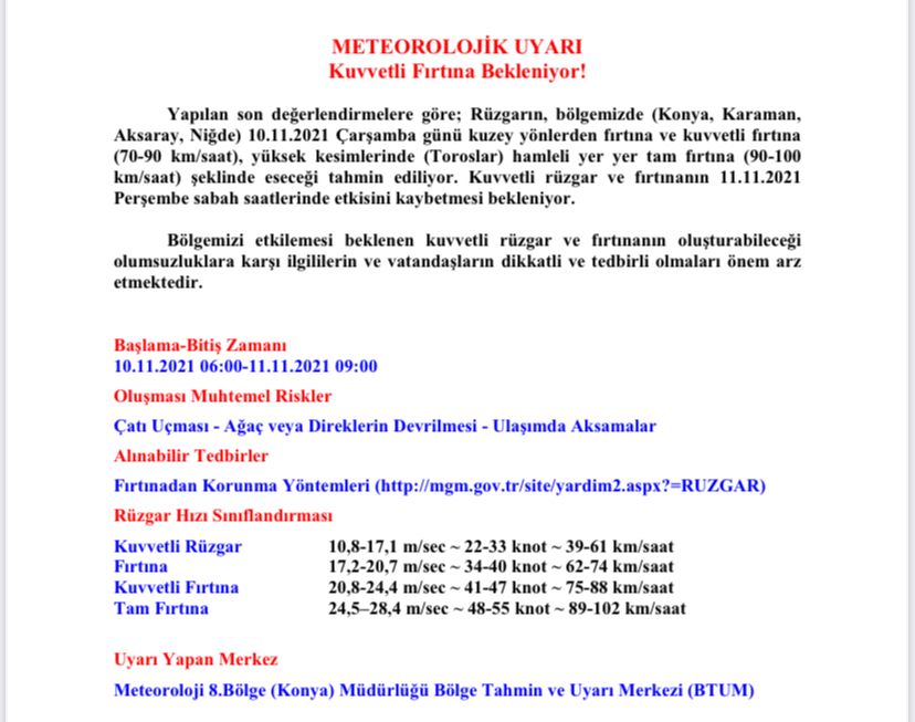 Bilgilendirme 🌪

📍Bölgemizi etkilemesi beklenen kuvvetli rüzgar ve fırtınanın oluşturabileceği olumsuzluklara karşı vatandaşlarımızı dikkatli ve tedbirli olmaya davet ediyoruz.