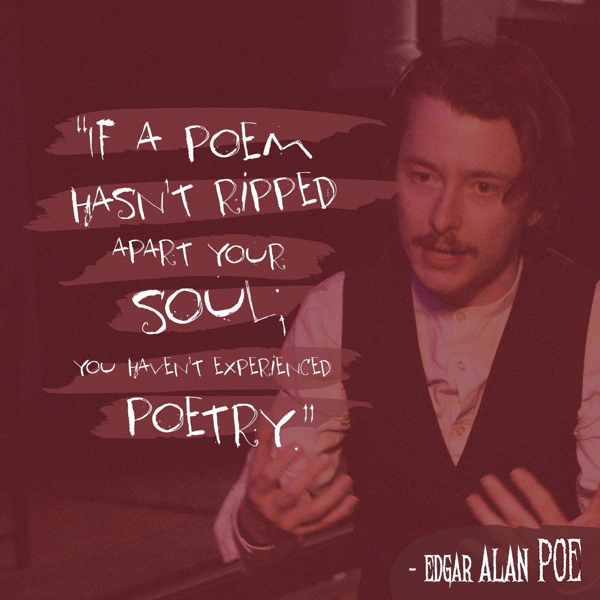3dumbtheatre's tweet photo. #PoeQuote💀 No.11

“If a poem hasn’t ripped apart your soul, you haven’t experienced poetry” - #EdgarAllanPoe

Shout-out to all the soul-ripping poets out there!

What do you think of Poe’s ‘The Raven’ - arguably one of the greatest poems ever written?

#OneManPoe https://t.co/Lvs4hOnbNL