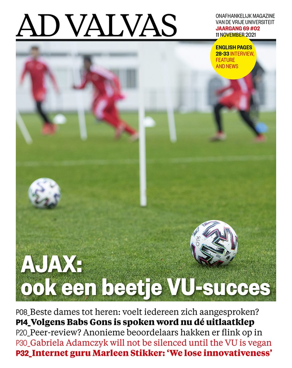 advalvas_vu's tweet photo. En nóg meer goed nieuws: eindelijk weer een nieuwe #Advalvas. Met #Ajax ! Nu al online, donderdag tijdens de dies natalis van @VUamsterdam in de bakken:
https://t.co/AIlLRLuWtU https://t.co/nzZ9fdfEjF