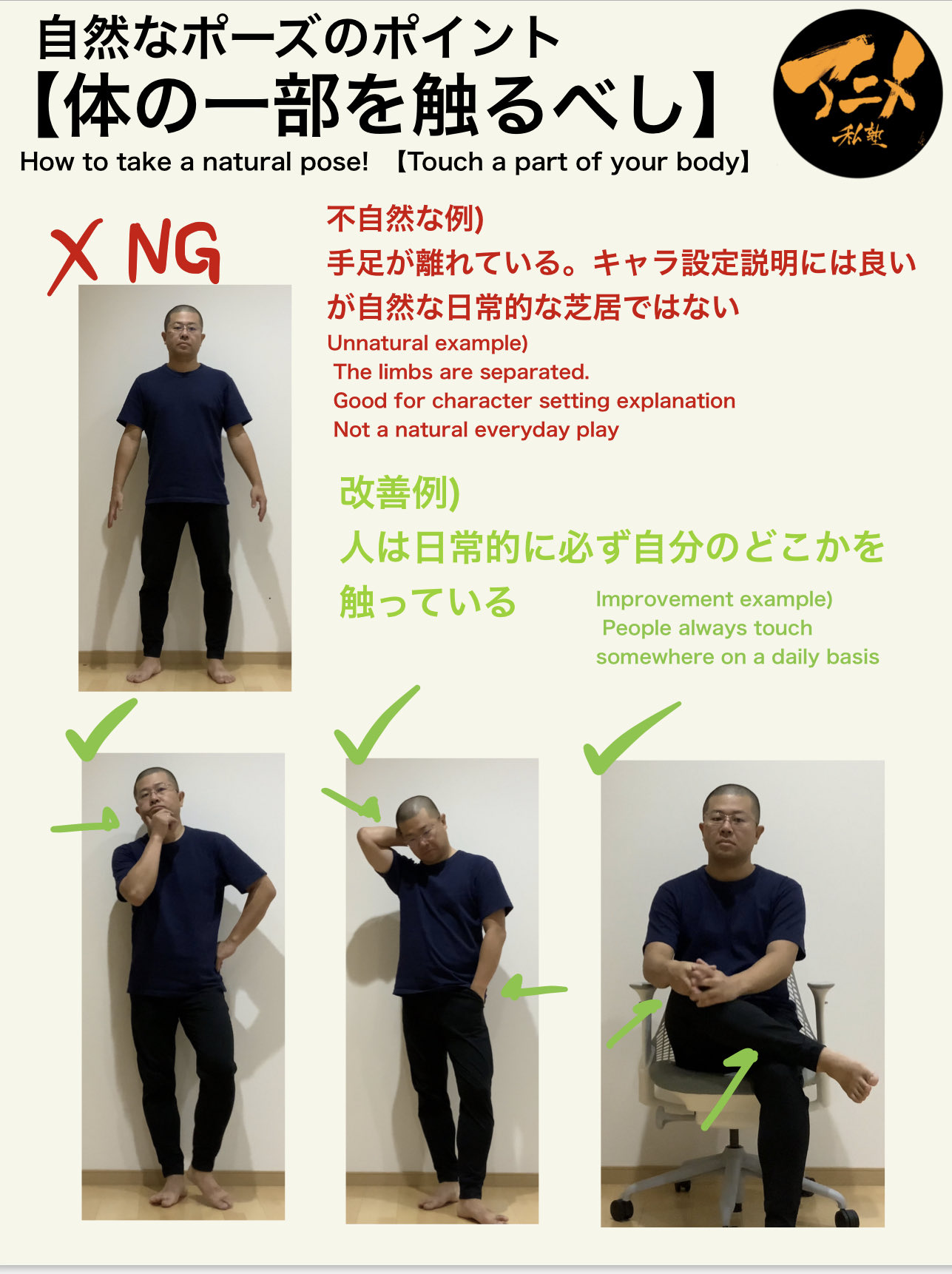 アニメ私塾 自然ポーズの取り方 体の一部を触るべし 絵の上だけで考えるとキャラ設定のような棒立ちのつまらないポーズになってしまう 自然なポーズは日常で常にどこかを触っている 足を組む アゴを触る 腕を組む 腰に手をあてるなど 数分間 アニメ私塾 自然ポーズの取り方 体の一部を触るべし 絵の上だけで考えるとキャラ設定のような棒立ちのつまらないポーズになってしまう 自然なポーズは日常で常にどこかを触っている 足を組む アゴを触る 腕を組む 腰に手をあてるなど 数分間