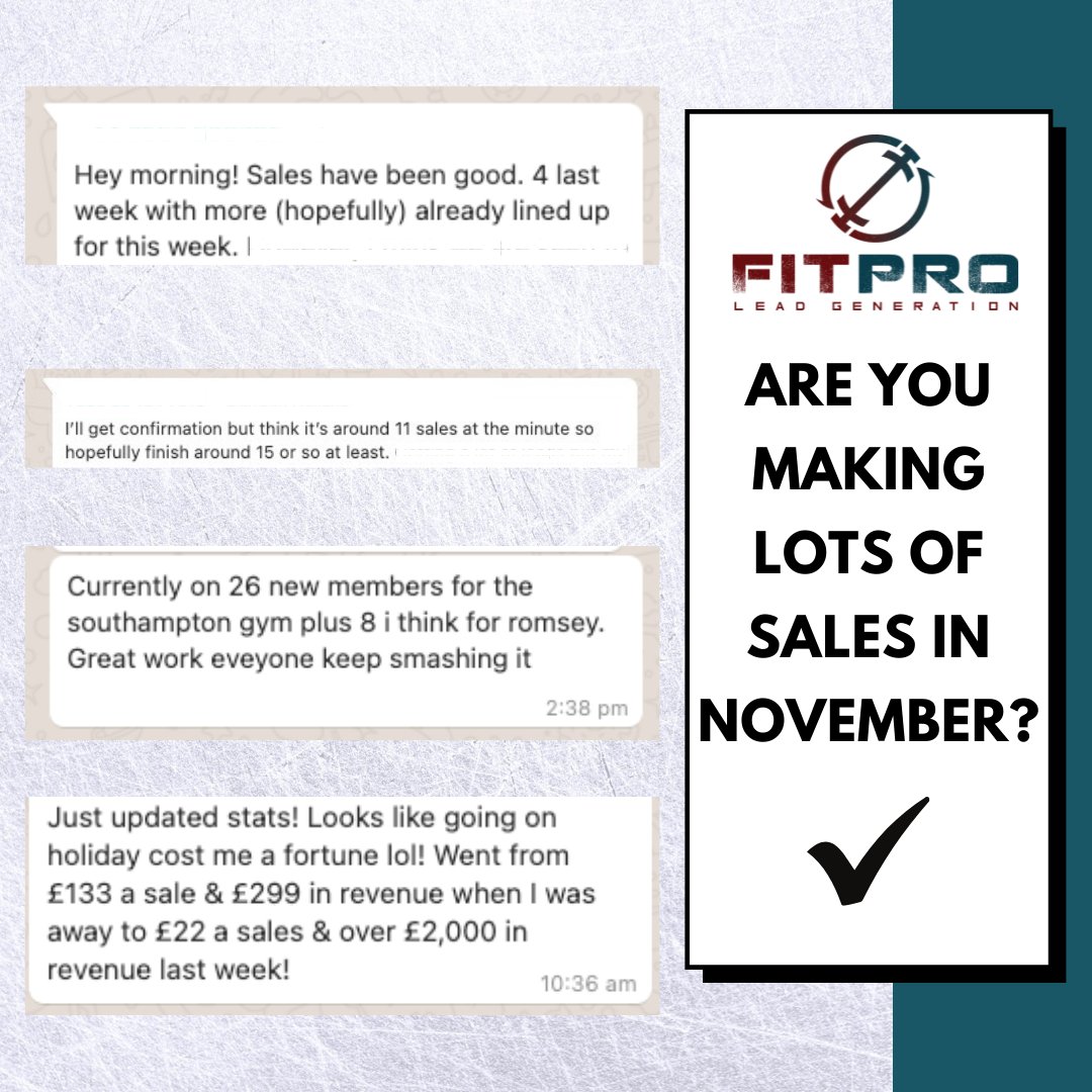 fitproleadgen's tweet image. November Is Going Strong 💪🏼 🍂

How&apos;re your sales looking this month?
Want to know about how we can help you generate leads &amp;amp; sales?

Get in touch 🙌🏼 📩
#personaltraininggym #personaltrainerlife #personaltrainerproblems #onlinetraining #onlinetrainer #onlinecoach