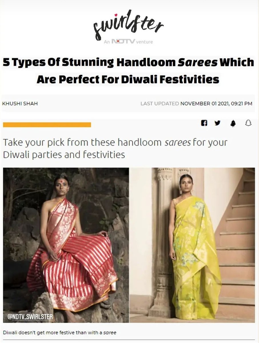 Cotton Jamdani saree from Shanti Banaras, perfect for Diwali Festivities featured in @swirlster, an NDTV venture.
#shantibanaras #iamshanti #womenfashion