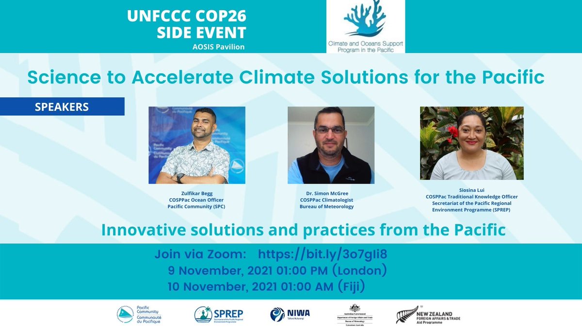 spc_live's tweet photo. #HappeningNow Science to Accelerate Climate Solutions for the Pacific 

#COSPPac side event at #COP26  highlighting innovative solutions and practices from the Pacific.

@spc_cps @SprepChannel @BOM_au @NIWA @GeoscienceAus https://t.co/AYS3mmuKrv