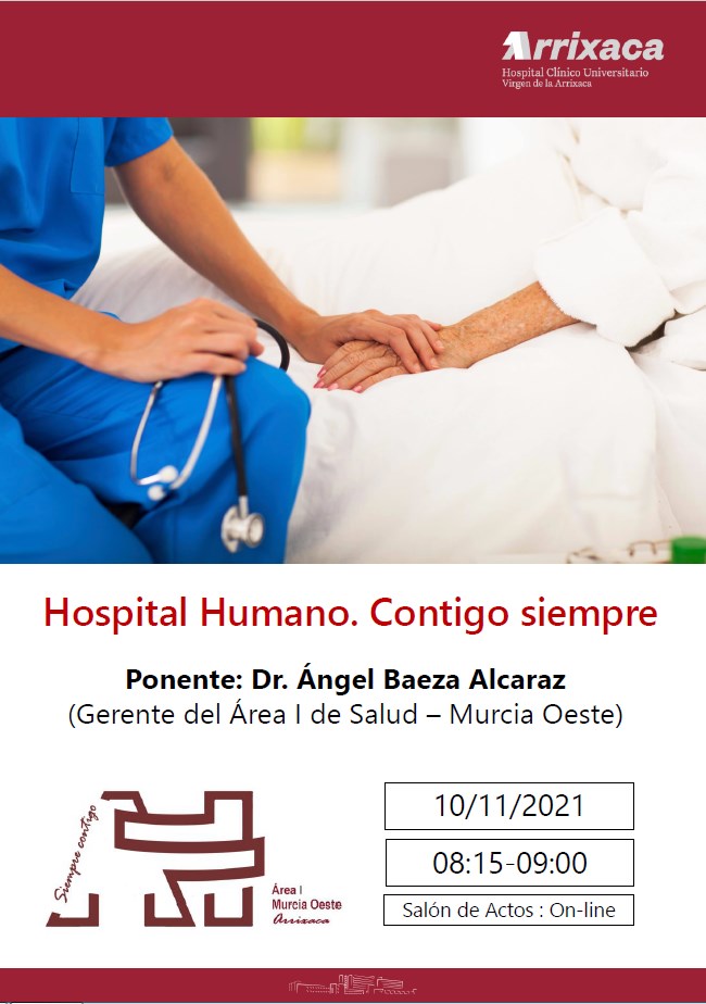 AreaUnoArrixaca's tweet photo. 📢Mañana miércoles, 10 de noviembre, nueva Sesión General @AreaUnoArrixaca, sobre un tema de interés general: "Hospital Humano. Contigo siempre", el ponente será @BaezaAlcaraz, gerente del @AreaUnoArrixaca @Murciasalud #Humanización https://t.co/dXk2QyQjgV