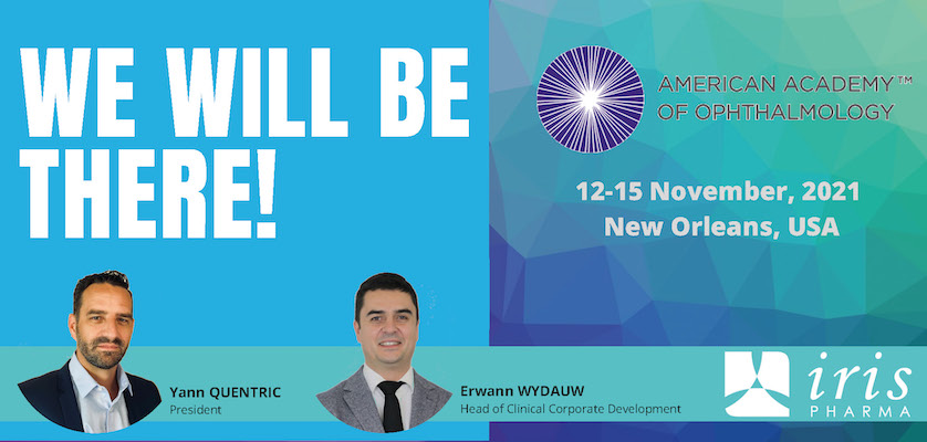 iris_pharma's tweet photo. The IRIS PHARMA team will be attending the American Academy of Ophthalmology (AAO) Annual meeting in New Orleans, USA.
Book a meeting slot with Yann Quentric and Erwann Wydauw to discuss your ocular projects! 
https://t.co/PsONVgFBwj https://t.co/I0E4vvmbFf