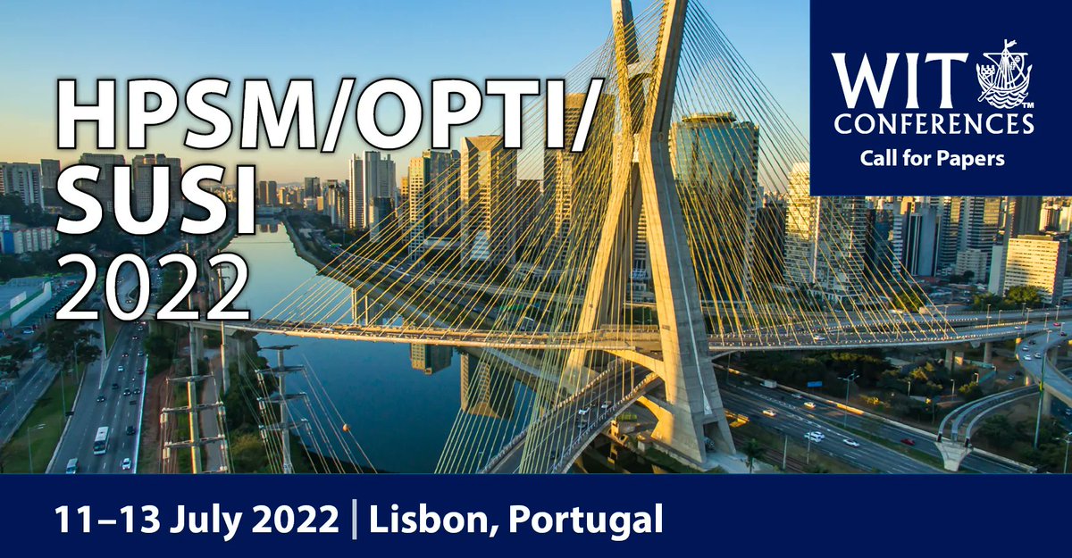 wessexinstitute's tweet photo. Visit Lisbon with the HPSM/OPTI/SUSI 2022 WIT Conference. Find out more: https://t.co/QlMsxhwEdw

#CompositeMaterials #OptimumStructures #ShockLoading #ImpactLoading #BlastLoading #SmartMaterials #TransformableStructures https://t.co/JlUBP2denh