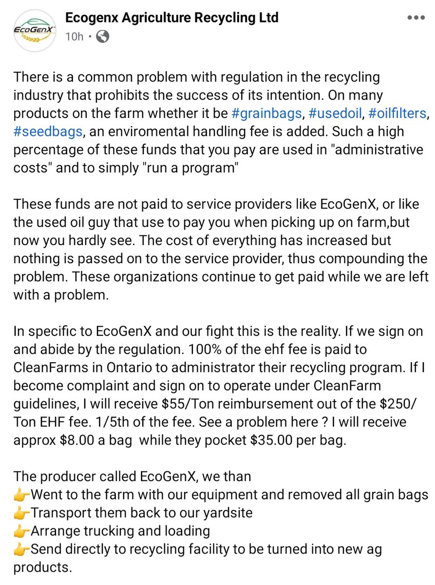 thegrainbagguy's tweet photo. We at @EcoGenXAg are highlighting the hard truth about the current position we have been put in when it comes to #recycling #grainbags. This is worth the read. 

#ecogenx #saskag #agplastic https://t.co/PrSF2KnihP