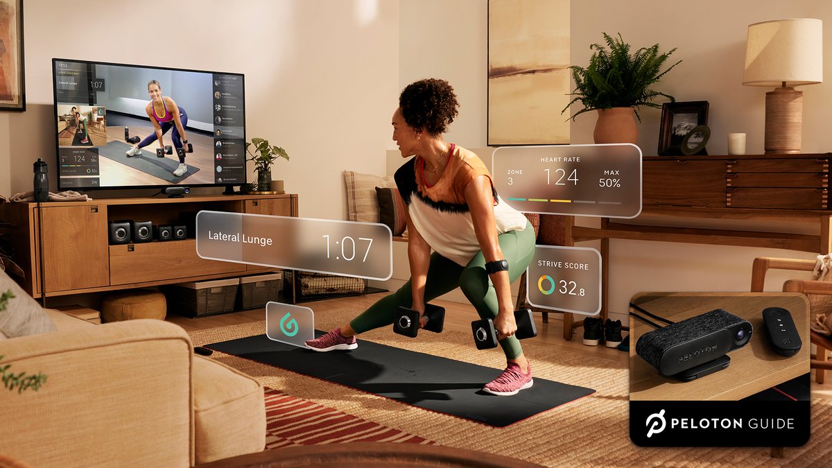 Say hello to Peloton Guide! Our first connected strength product, Peloton Guide uses machine learning &amp; smart camera tech to create a better strength training experience. The AI-enabled device will be available with the new Peloton Heart Rate Band in 2022.
onepeloton.com/press/articles…