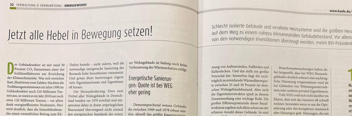 #BVI-Präsident Meier in der <a href="/haufeimmobilien/">haufeimmobilien</a>: "Ohne engagierte Verwalter wird die Energiewende im Gebäudesektor nicht gelingen." Die aktuelle Ausgabe können Sie hier beziehen ➡️ bit.ly/3of9Xur