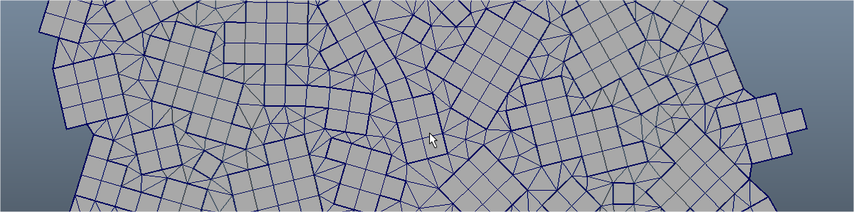 OskSta's tweet photo. When I'm thinking about grids, I go hand-build some grids in Maya. It's a good way to get a feel for how they work before I start thinking about how I would go about generating them. 

Here, I'm thinking about how to mix quads and tris in a way that skews less than in Townscaper https://t.co/4CNLdhadvy