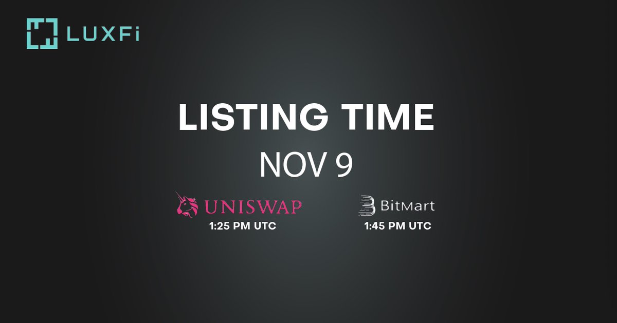 luxfiofficial's tweet photo. BE READY! - $LXF listing on @Uniswap at 1:25 PM UTC and @BitMartExchange at 1:45 PM UTC https://t.co/RbqPI4zhgW