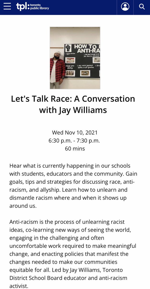 MstrJayWill's tweet photo. 🗣🗣🗣 Let’s Talk Race! Join myself &amp; @torontolibrary this Wednesday for a much needed conversation. Hit the link https://t.co/VUWgT9jB2E to sign up. See you there 👊🏽 

#OntEd #QuarantineEd #AntiRacist https://t.co/qpjoo7gSiA