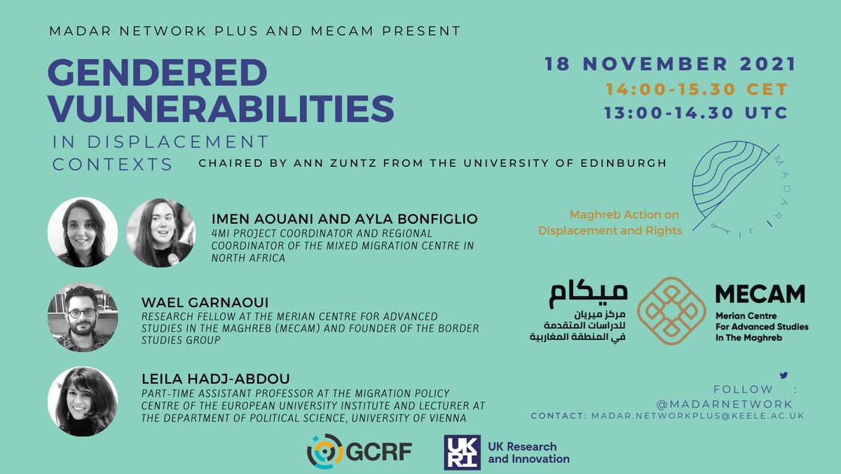 Join us for our next webinar on Gendered Vulnerabilities in the contexts of #migration on 18 November 2021: eventbrite.co.uk/e/webinar-on-g…