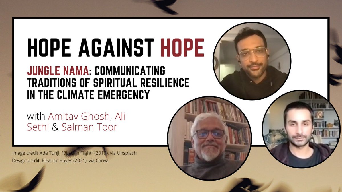 Airing 7pm, UK Time: Ep.10 of our "Hope against Hope" vodcast with special guests Amitav Ghosh (<a href="/GhoshAmitav/">Amitav Ghosh</a>), Ali Sethi, and Salman Toor (<a href="/Salmantoor/">salman toor</a>). Available at: Bit.ly/TRS_UofG

#COP26   #COP26Glasgow