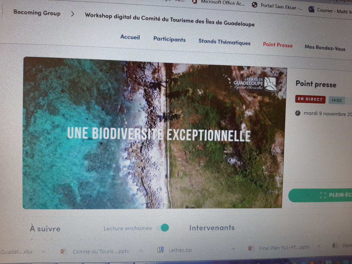 Mlle_MMA's tweet photo. ✅ 34 journalistes de la presse nationale et régionale
✅ 25 partenaires socioprofessionnels 
✅ Plus de 30 rendez-vous individuels assurés, en visio, sur @Swapcard

Le tout 1er workshop presse 100% digital des @ilesGuadeloupe c'est maintenant !!
#Guadeloupe #Tourisme #CTIG https://t.co/8y8kGtBw7l