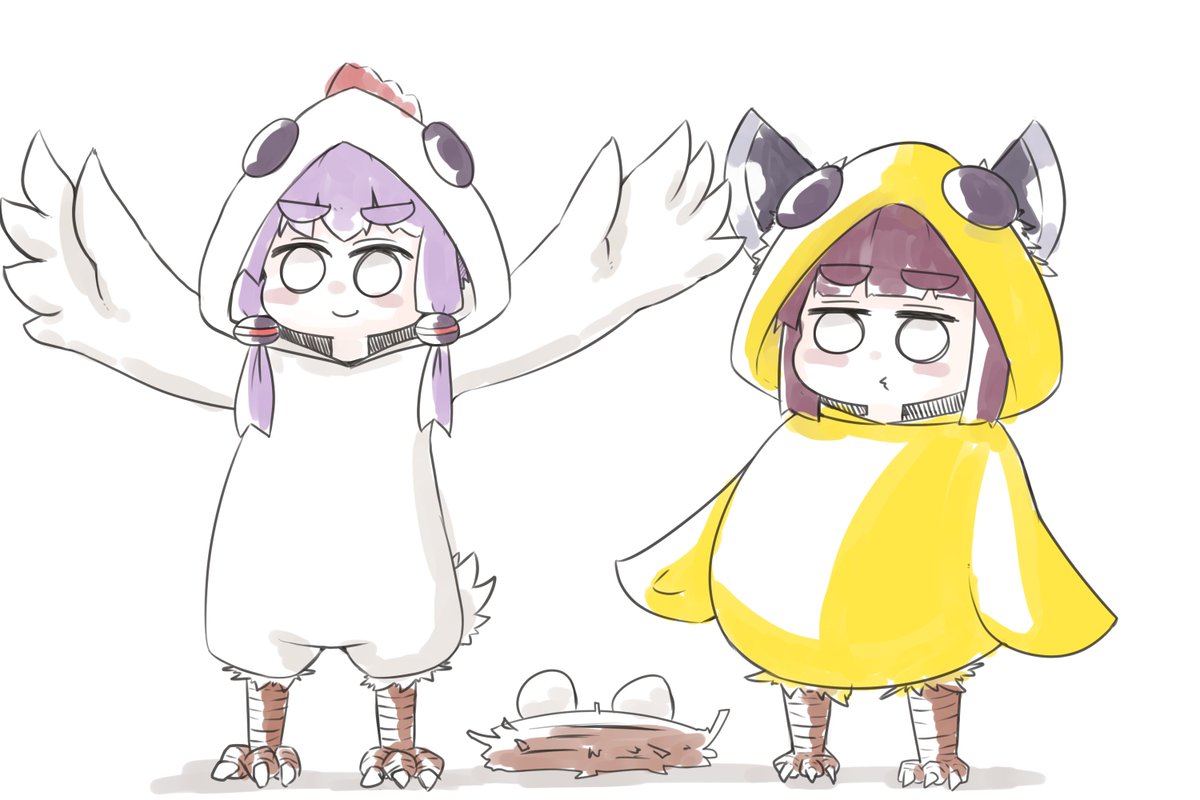 東北きりたん ,結月ゆかり 「🐓🥚🐤 」|毛玉猫🍄＠Skeb募集中のイラスト