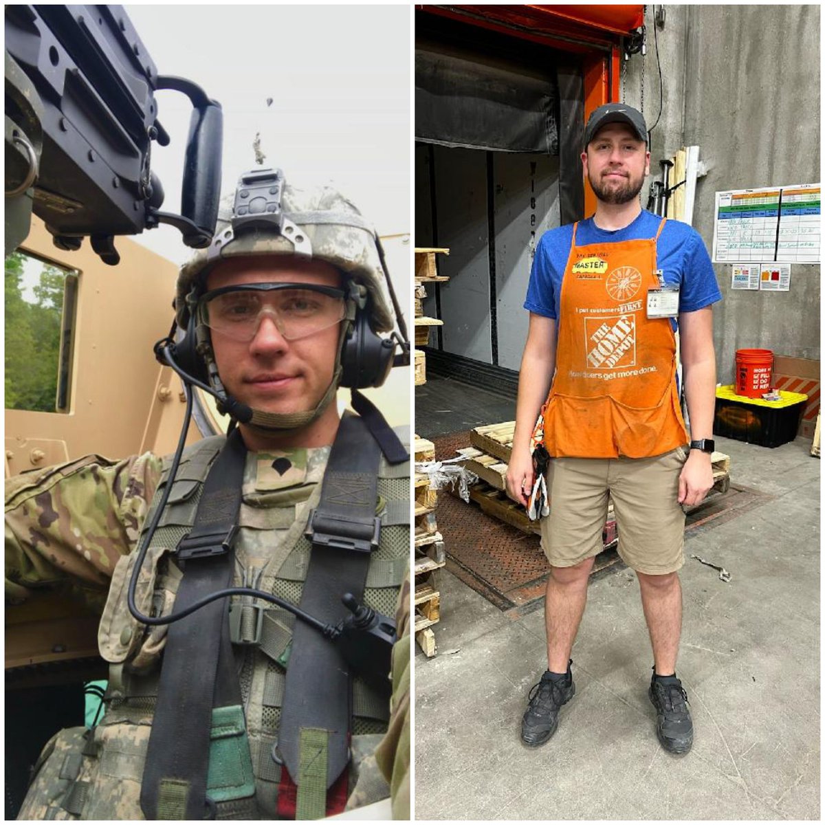 chris73nb's tweet photo. Here we have Carrick's (Freight) before and after pic. Thank you for your service Carrick.
#HomeDepotVets
#VeteransDay  @BGHomeDepot3864 @johnlemireTHD @DorthanalL @DebraBakerHD @cgerdemann https://t.co/CT28riXF3B