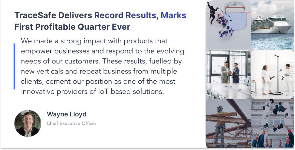 TraceSafeTech's tweet photo. #TraceSafe announced its first profitable quarter and record breaking #results. In #Q3 #2021 the company achieved $5.96 mn USD in revenue. In this period of growth, TraceSafe sold its one millionth #IoT device & expanded its presence in #APAC https://t.co/4dXhSDIho6 https://t.co/l8DcZUxIc5