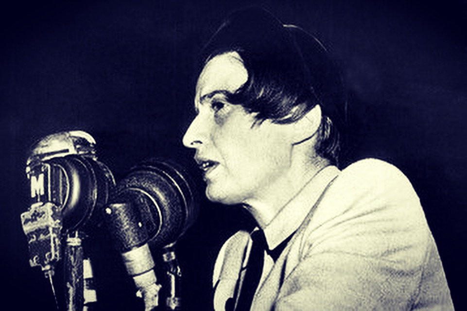 ThatBookPod's tweet photo. Ayn Rand testifying before the House Un-American Activities Committee. A charmer, she is! Part 2 of our investigation is out today!!! https://t.co/O94wB2G00j https://t.co/MwrO1emJQZ