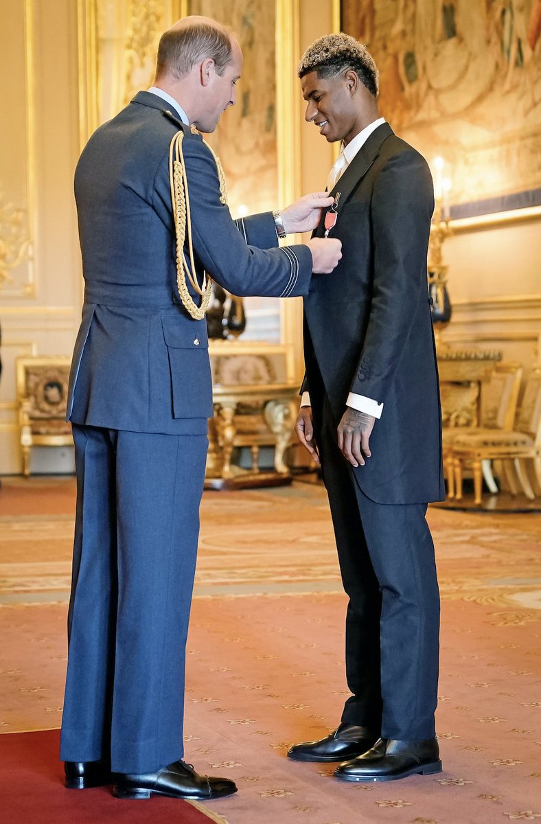 Congratulations @MarcusRashford on receiving your MBE today from @KensingtonRoyal - just recognition for everything you have done and are doing to #ENDCHILDFOODPOVERTY @FareShareUK