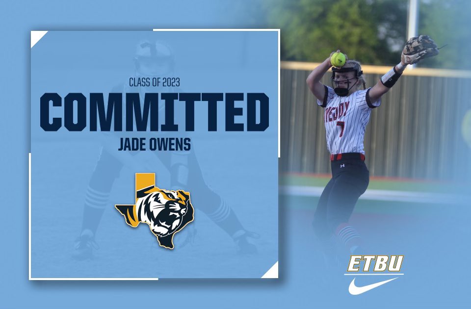 owens_jade07's tweet photo. Beyond excited to announce that I will be continuing my athletic and academic career at East Texas Baptist University. I want to especially thank all of my coaches including John Brochu and many others as well as my parents for making this dream possible! @ETBU_Softball https://t.co/T973YBbtxc