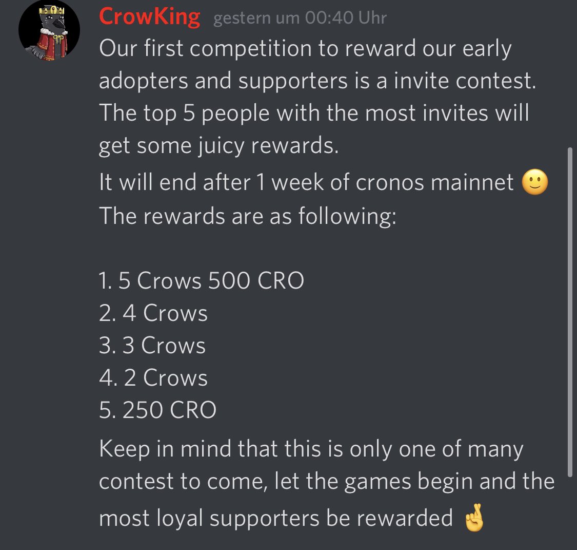 CrownosNFT's tweet photo. Check out our new contest in the discord! #CRO #cro https://t.co/M3crR7fH2g
