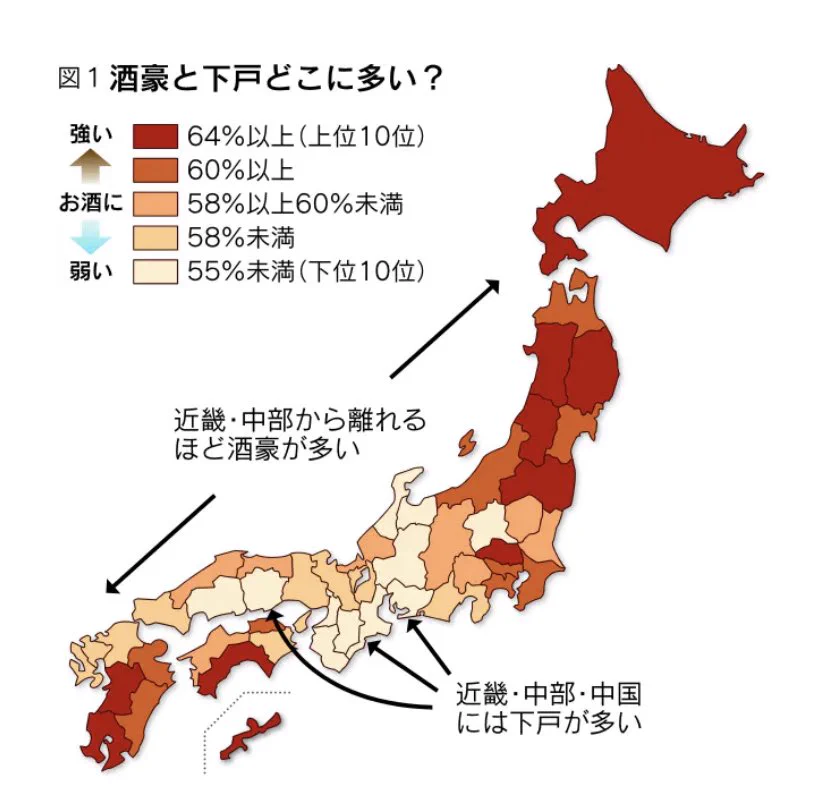 酒豪と下戸どっちが多い？都道府県別・酒豪型遺伝子の出現率ランキング！