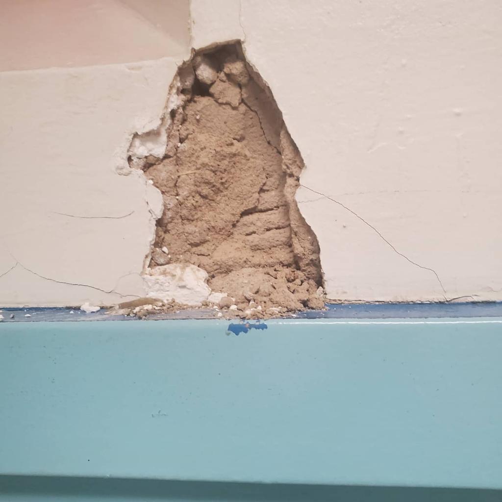 woteched's tweet photo. Home Maintenance students repaired areas of the school that had damaged sheetrock. The learning doesn't get anymore authentic than this! @woschools https://t.co/X8BFwQ37FN