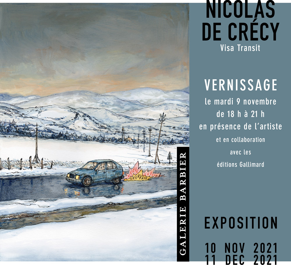 GalerieBarbier's tweet photo. Aujourd'hui✨ mardi 9 novembre : vernissage de @nicolasdecrecy pour Visa Transit, à l’occasion de la parution de notre intégrale. En collaboration avec @gallimardbd. De 18h à 21h, en présence de l’artiste ! #nicolasdecrecy #visatransit #gallimardbd https://t.co/bx4lEKBJz1