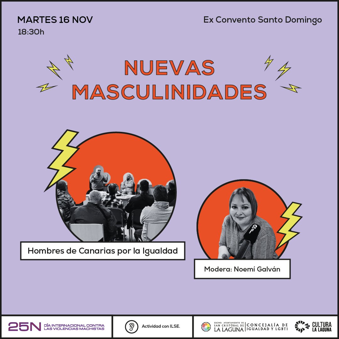 igualdad_laguna's tweet photo. 🤔 ¿Qué significa ser hombre? ¿Qué son las nuevas masculinidades?

👁‍🗨 De esto y más hablaremos el 𝗺𝗮𝗿𝘁𝗲𝘀 𝟭𝟲/𝟭𝟭 a las 𝟭𝟴:𝟯𝟬𝗵 en el Ex Convento de Santo Domingo con @h_igualdad y @NoemiGalvan78 

🎟️Entradas👉 https://t.co/hwezhswWjR

𝘈𝘤𝘤𝘦𝘴𝘪𝘣𝘭𝘦 𝘦𝘯 𝘓𝘚𝘌.👌 https://t.co/PWJqv8s2Am