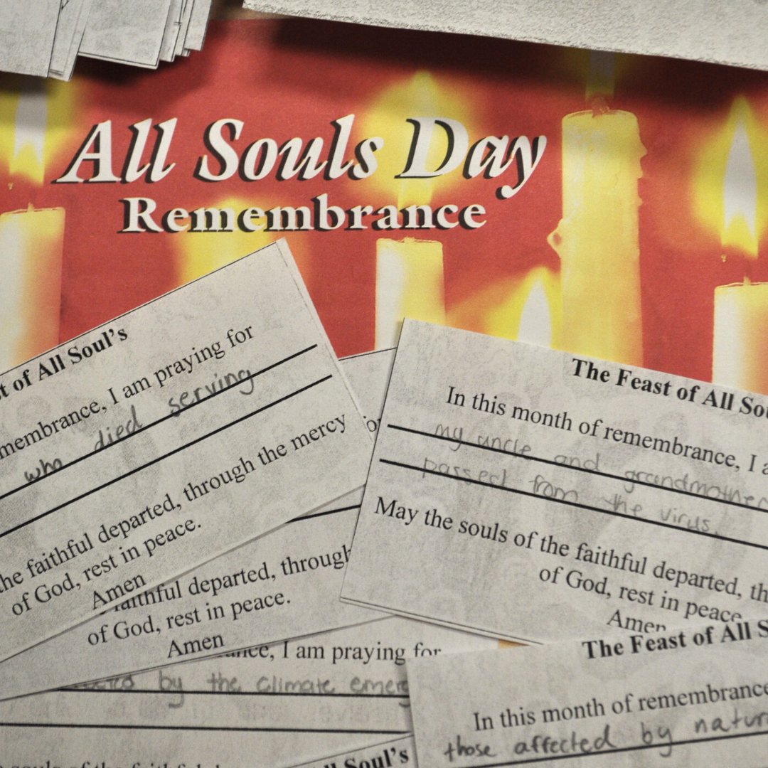 Students and staff remembering their loves ones during the month of All Souls.