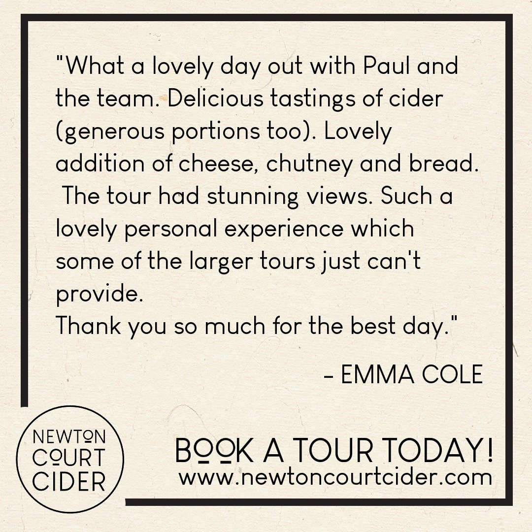 NewtonsCider's tweet photo. Thank you Emma for leaving us such a lovely review! It was lovely guiding your family around our farm. We hope you enjoyed the cider you took home with you. We look forward to welcoming you back soon.
#cider #cidertour #Hertefordshire https://t.co/mtaeXxEm2o