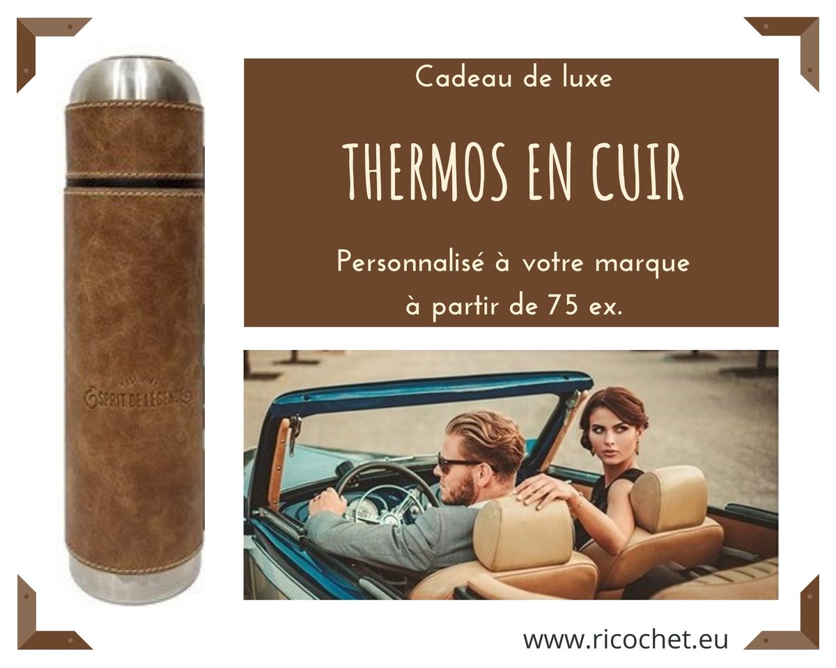 Offrez ces thermos gainées de cuir avec votre personnalisation. En savoir plus bit.ly/3kFLPAz #thermos #cadeaudaffaires