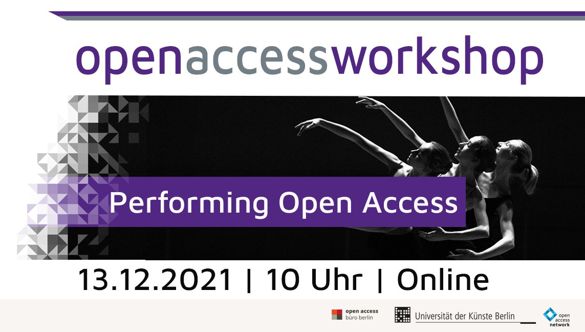 openaccessnet's tweet photo. #OpenAccess in den Darstellenden Künsten: Am 13.12. laden @UdK_Berlin_, @oa_berlin und https://t.co/aMier0HZJA zum Workshop "Performing Open Access". Im Fokus die Chancen, aber auch die Herausforderungen des Publikationsprozesses für Darstellende Künste: https://t.co/HOIg2gtNq6 https://t.co/A0dsfBqLai