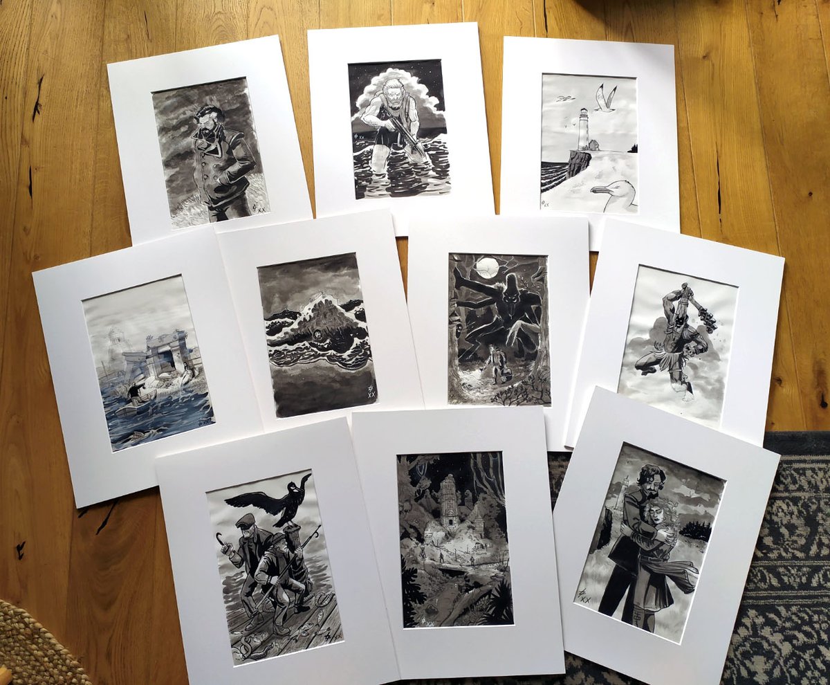 Ckeck out how the framed illustrations for our supporters from the #Kickstarter  Painter campaign look like! #inkillustrations #ink #illustration  #horror #sea #monsters #ArtistOnTwitter @artsharewlucy