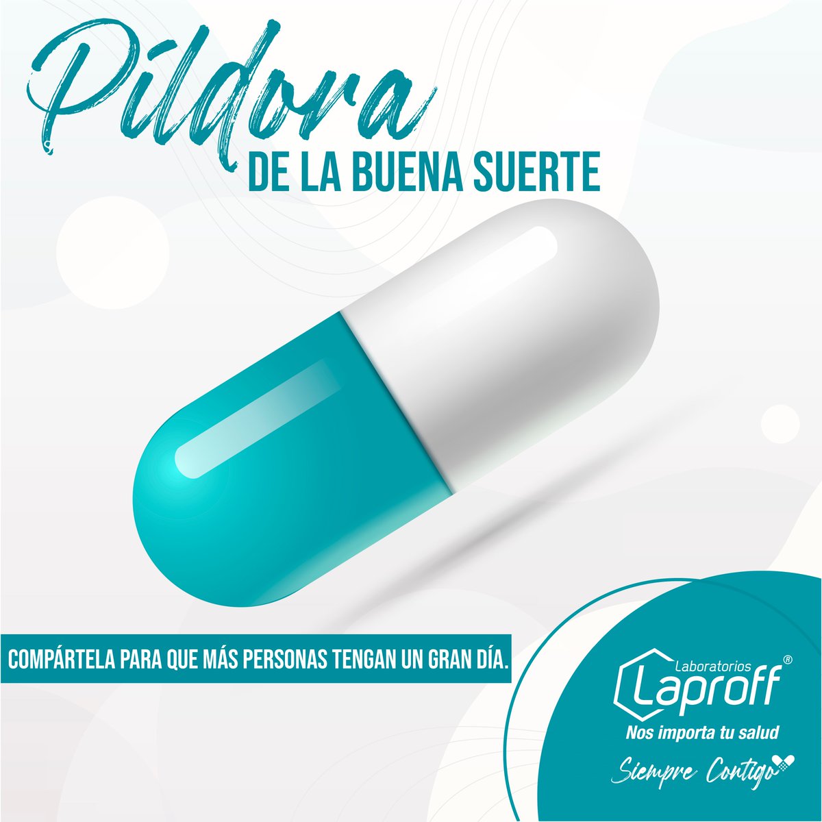 Laproff_SA's tweet photo. Esta es la píldora de la buena suerte.
Si la viste tendrás un gran día 🌟 
Compártela para que muchas personas la vean y todo les salga bien.
Laproff #NosImportaTuSalud #SiempreContigo💙 https://t.co/7LRYYooNnq