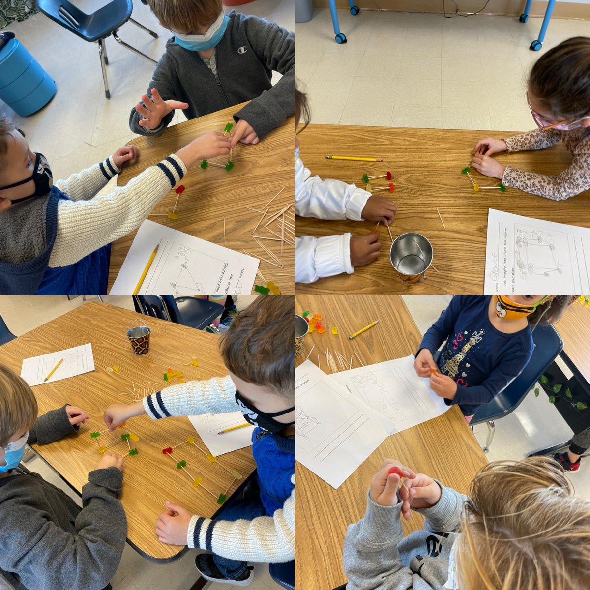 STEM_MrsGropper's tweet photo. Yesterday was #NationalSTEMDay ! Our K-2 students kicked off our engineering units by asking a question, imagining a solution, making a plan, creating, testing and improving! So proud of them! #paperairplane #candytower #cupstack @WestSchoolLBNY https://t.co/7wpUhp9dED