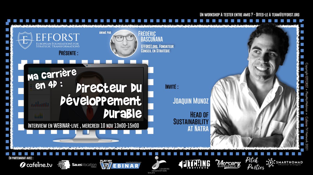 "Mon métier en 4D : Directeur Du #DéveloppementDurable".
Demain à 18h sur Zoom, détails ici :
linkedin.com/posts/frederic…